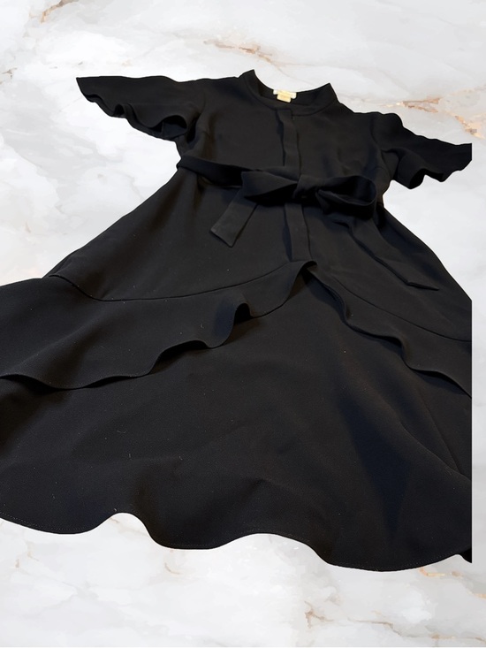 Shoshanna Abelia Crepe Dress Black Tie-Waist Flutter Sleeve Dress - Picture 6 of 6